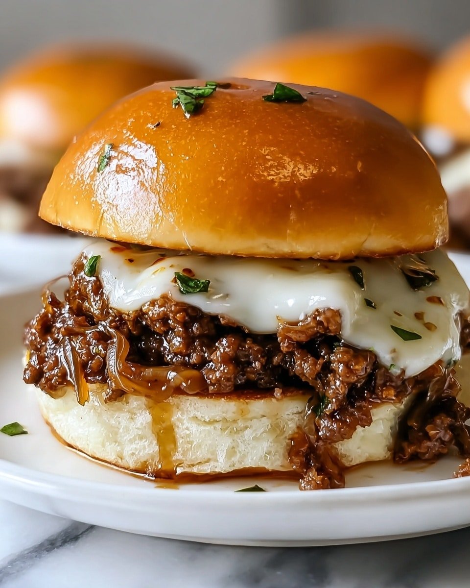 French Onion Beef Sloppy Joes Recipe – hero/process